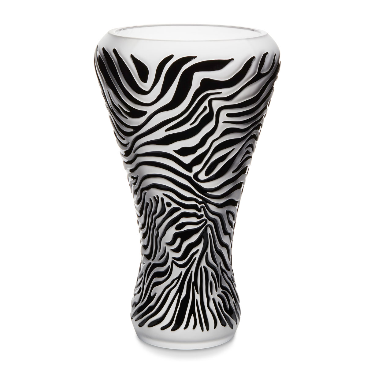 Lalique Empreinte Animale Zebre 18" Vase Black Enamel Limited Edition