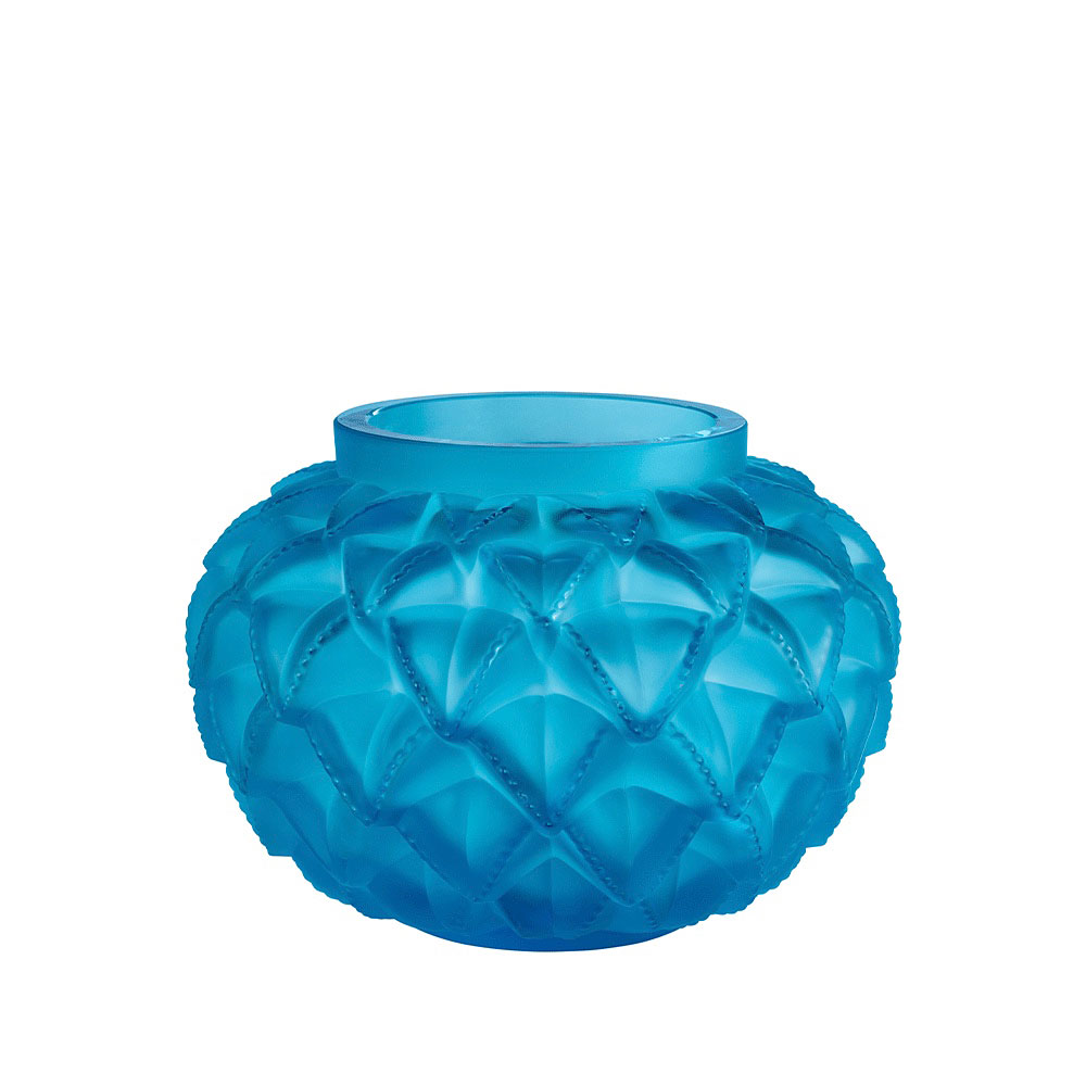 Lalique Languedoc 12" Vase, Blue