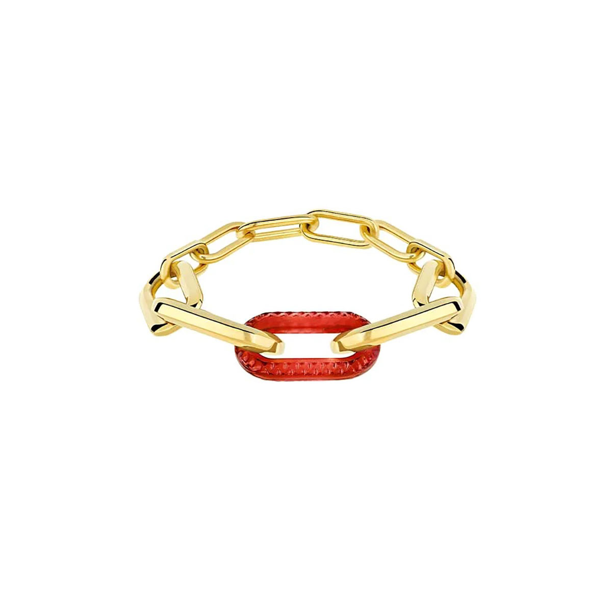 Lalique Empreinte Animale Bracelet Chain Red, 18K Yellow Gold Plated S