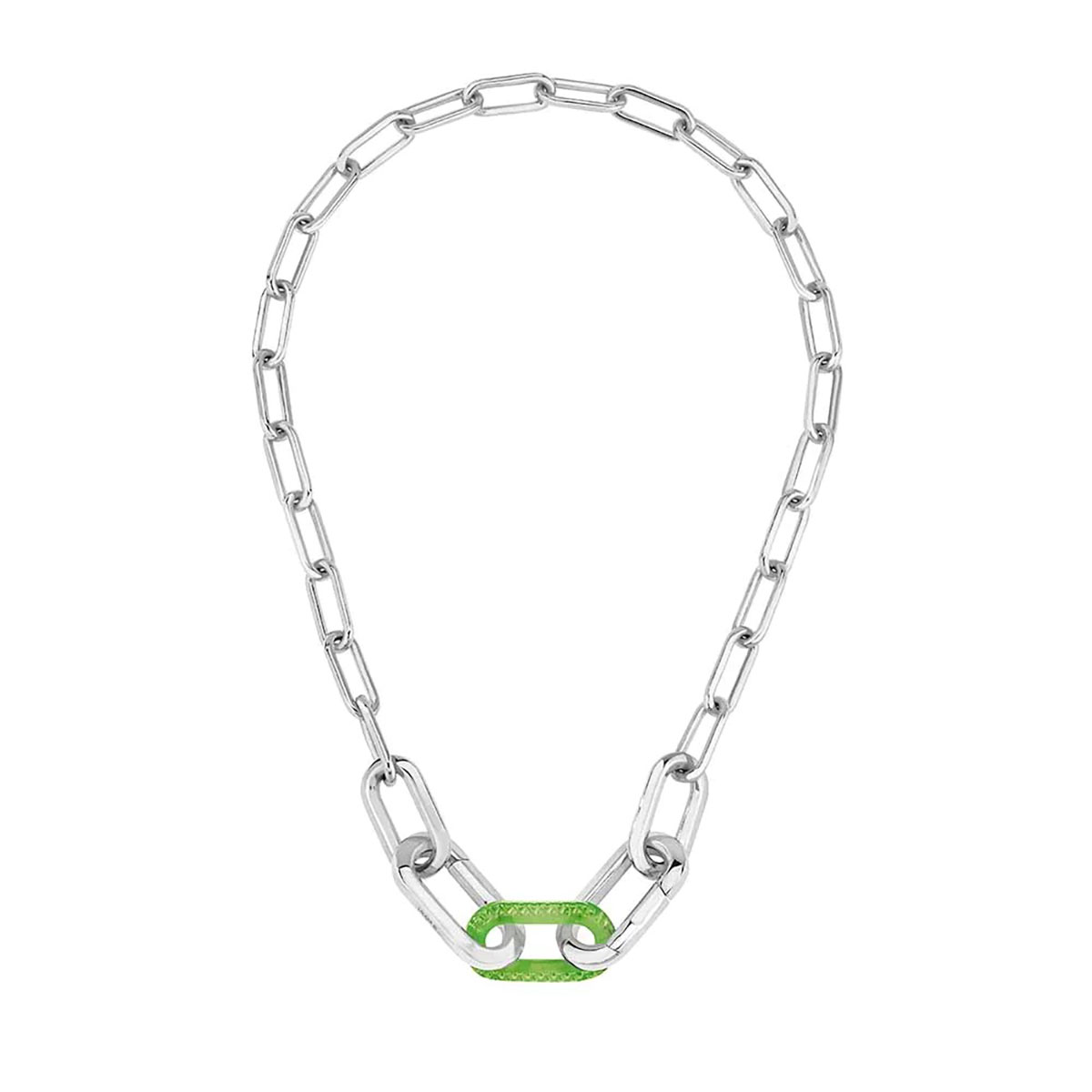 Lalique Empreinte Animale Necklace Chain Green, Silver