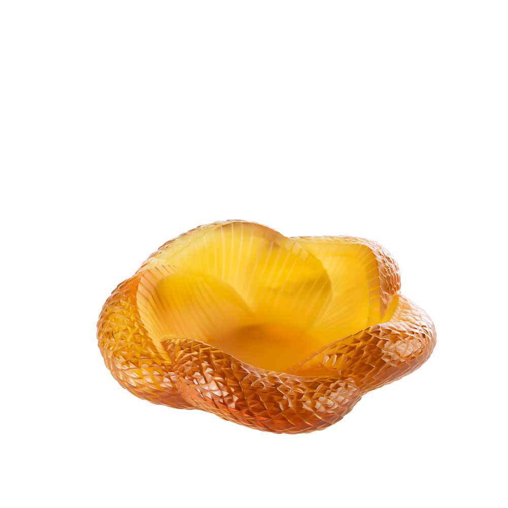 Lalique Empreinte Animale Serpent 9" Bowl Amber