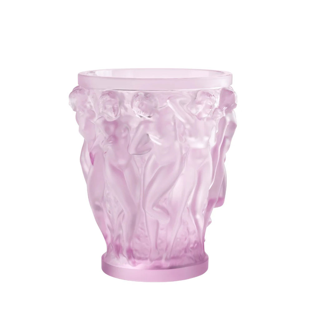 Lalique Pink Bacchantes 9.5" Vase