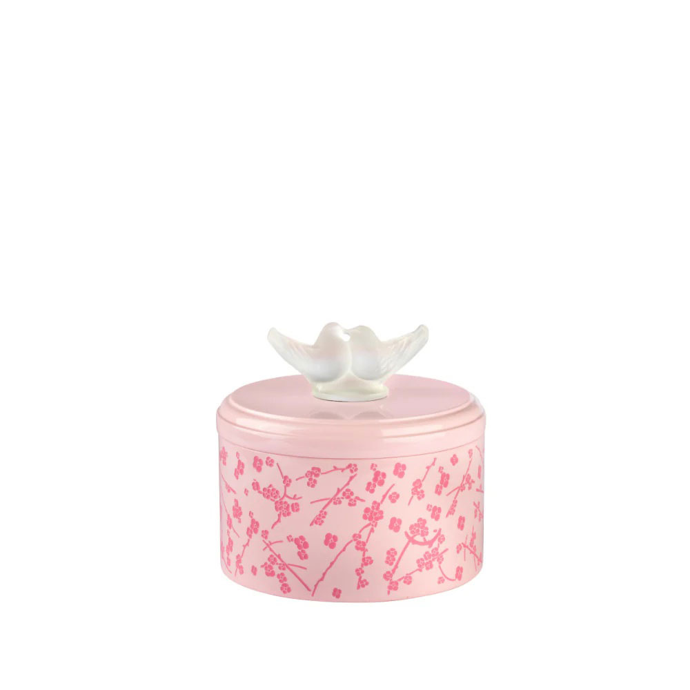 Lalique Fleurs De Cerisiers Pink Lacquered Wood Box, Medium