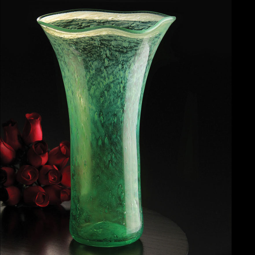 Cashs Ireland, Art Glass Forty Shades of Green, Large Vase