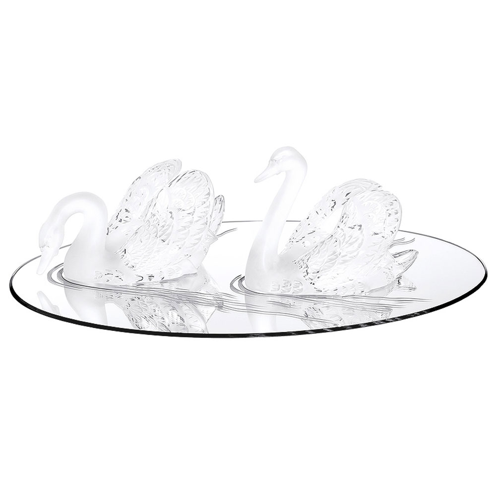 Lalique Oval Mirror For 2 Swans