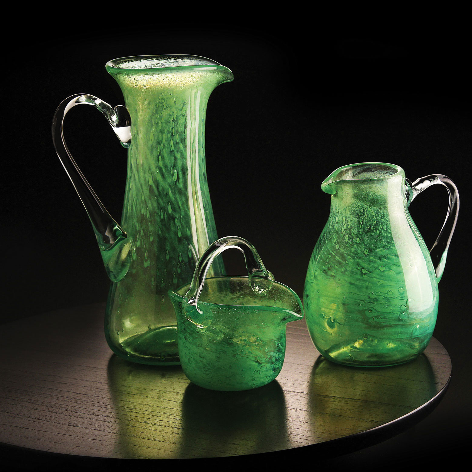 Cashs Ireland, Art Glass Forty Shades of Green, Basket