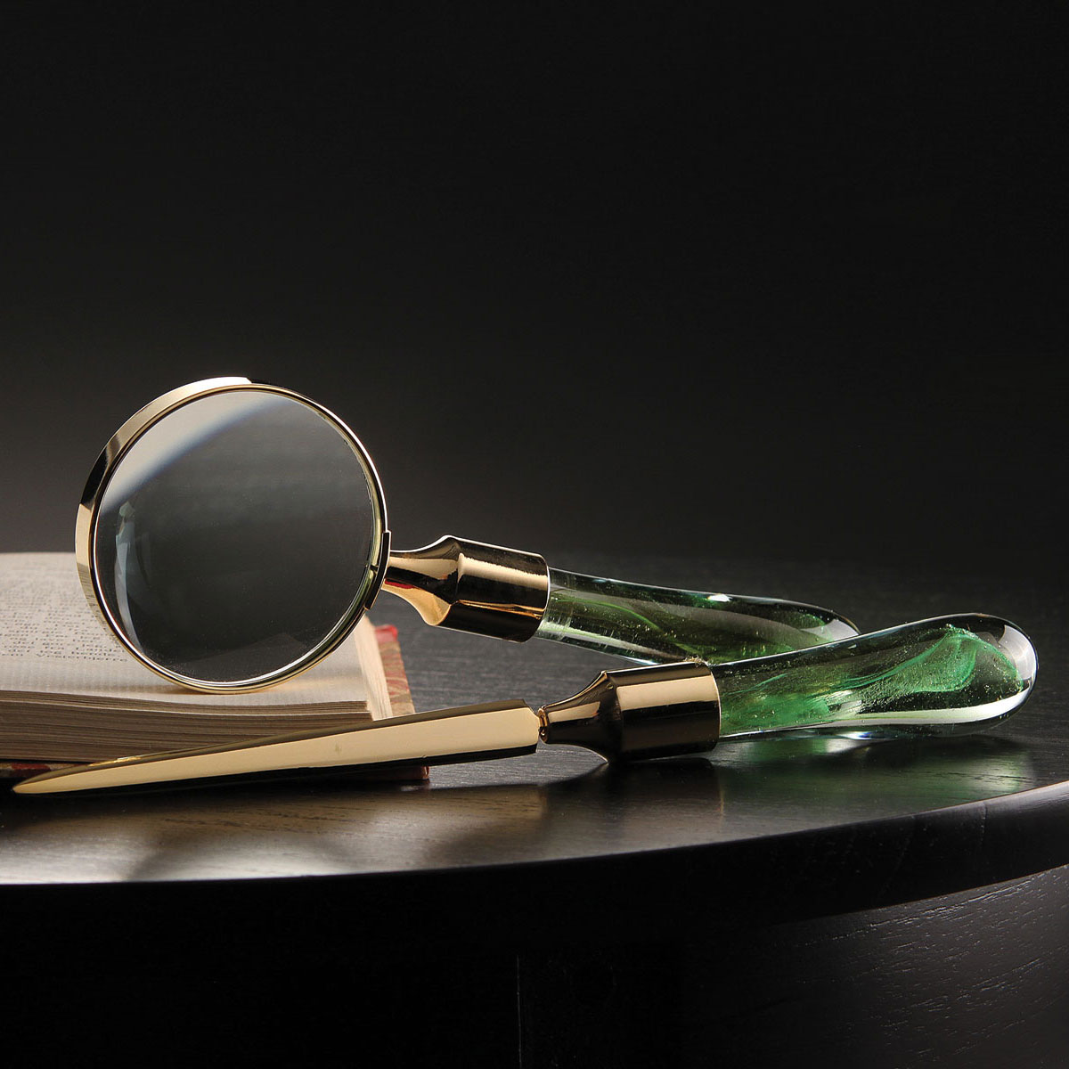Cashs Ireland, Art Glass Forty Shades of Green, Desk Set
