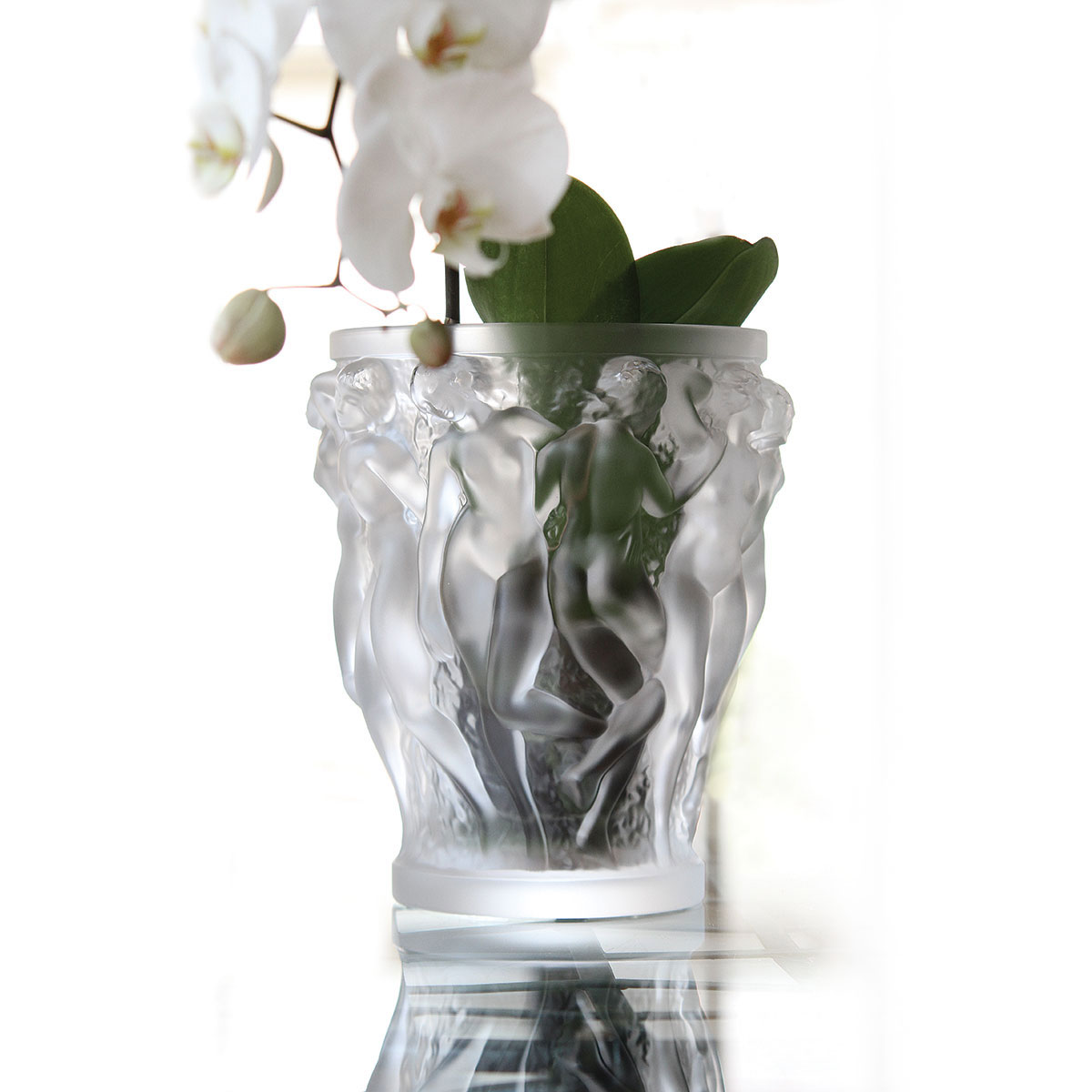 Lalique Bacchantes 9.5" Vase, Clear