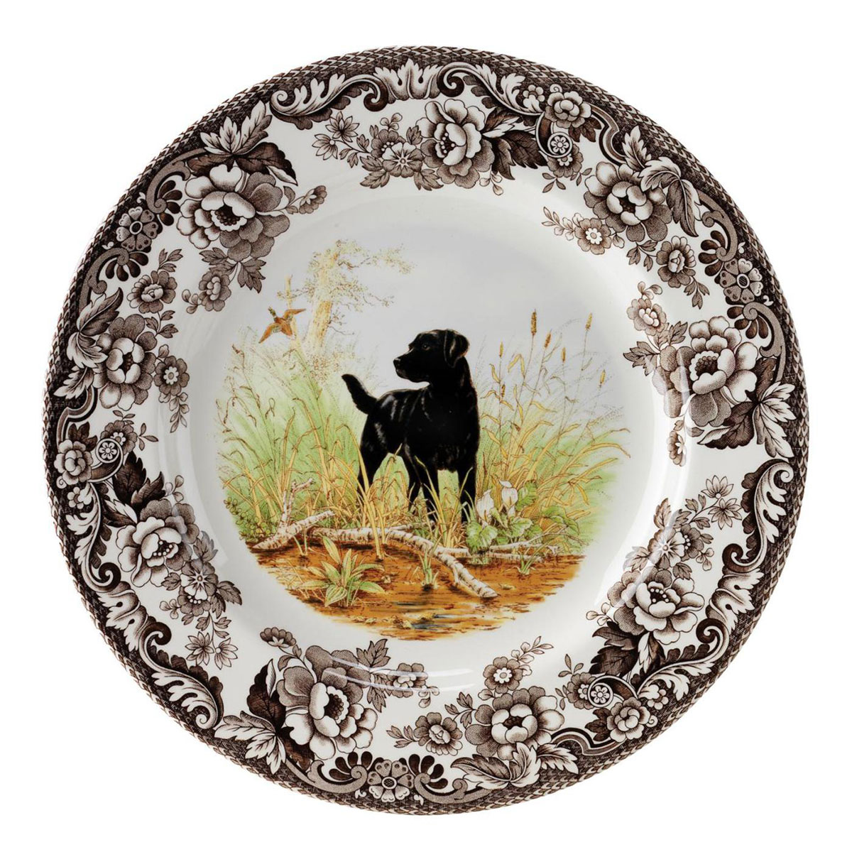 Spode Woodland Hunting Dogs Salad Plate, Black Labrador Retriever