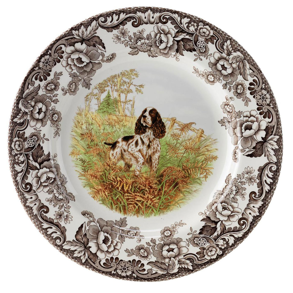 Spode Woodland Hunting Dogs Salad Plate, Spaniel