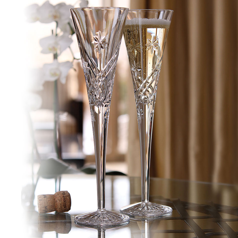 Waterford Crystal, Wishes Achievements Crystal Flutes, Pair