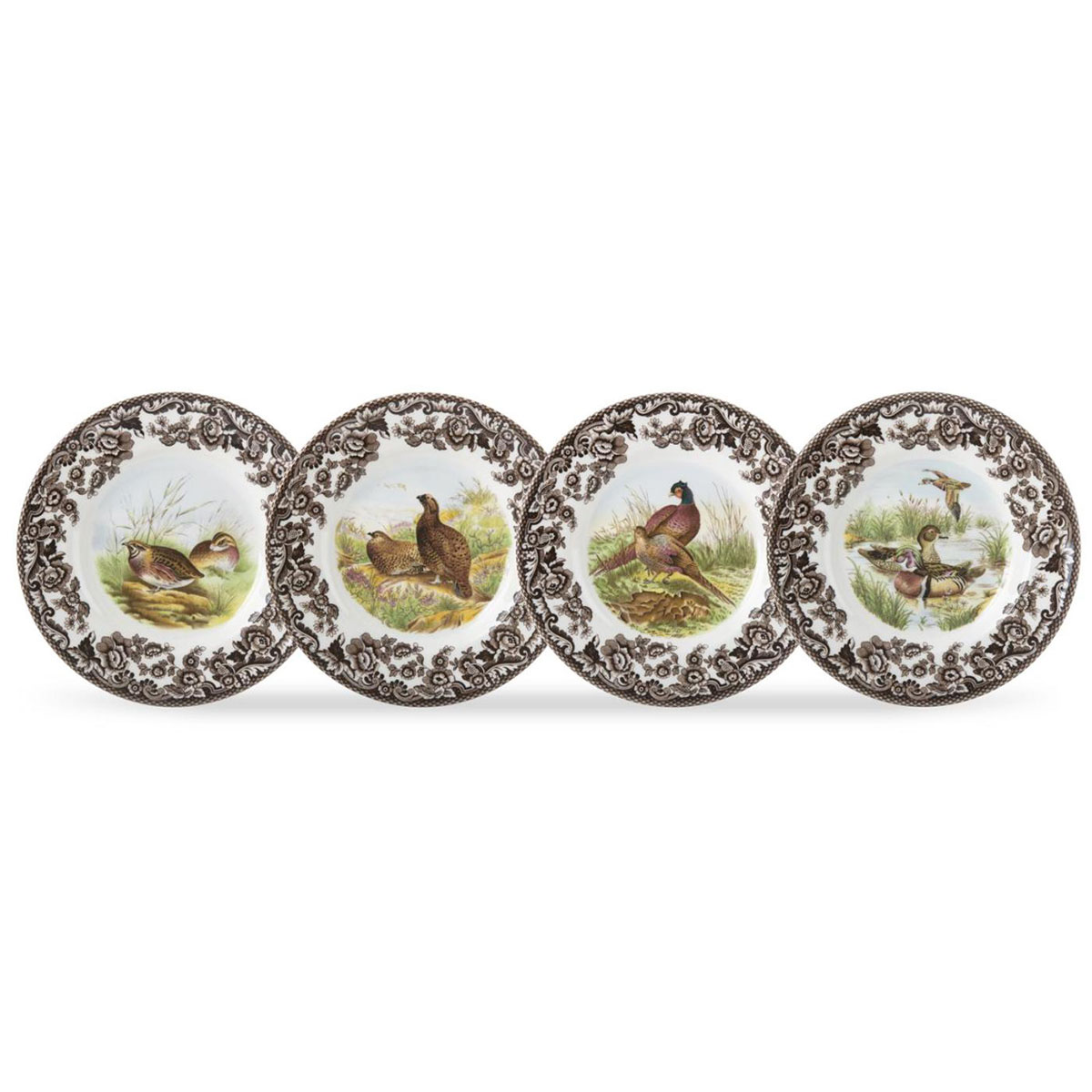 Spode Woodland Canape Plates Set of 4, Birds