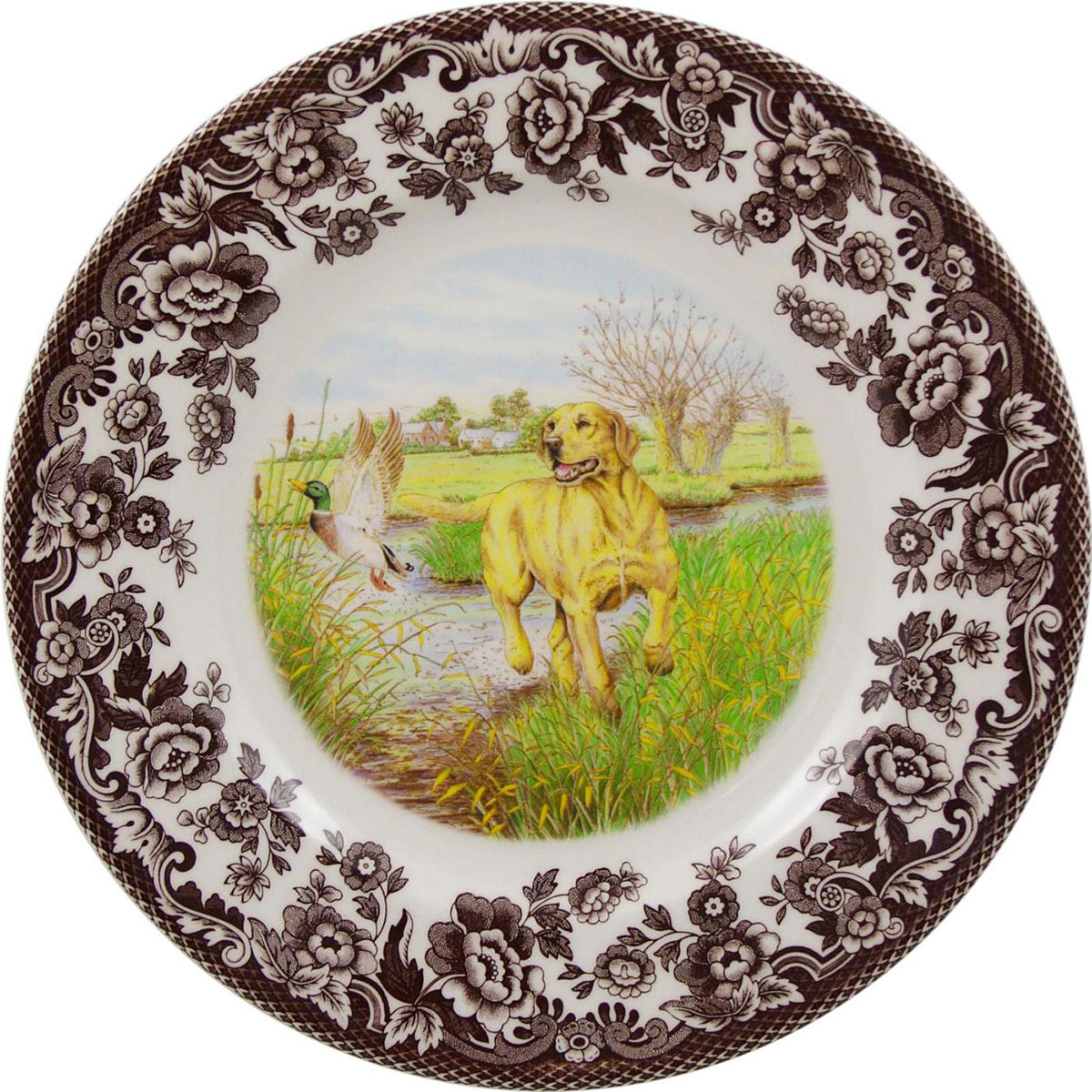 Spode Woodland Hunting Dogs Salad Plate, Yellow Labrador Retriever