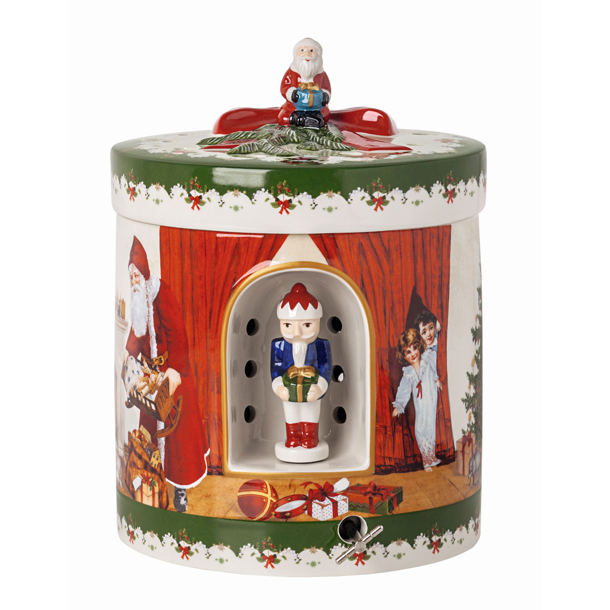 Villeroy and Boch Christmas Toys Round Gift Box , Santa Brings Gifts