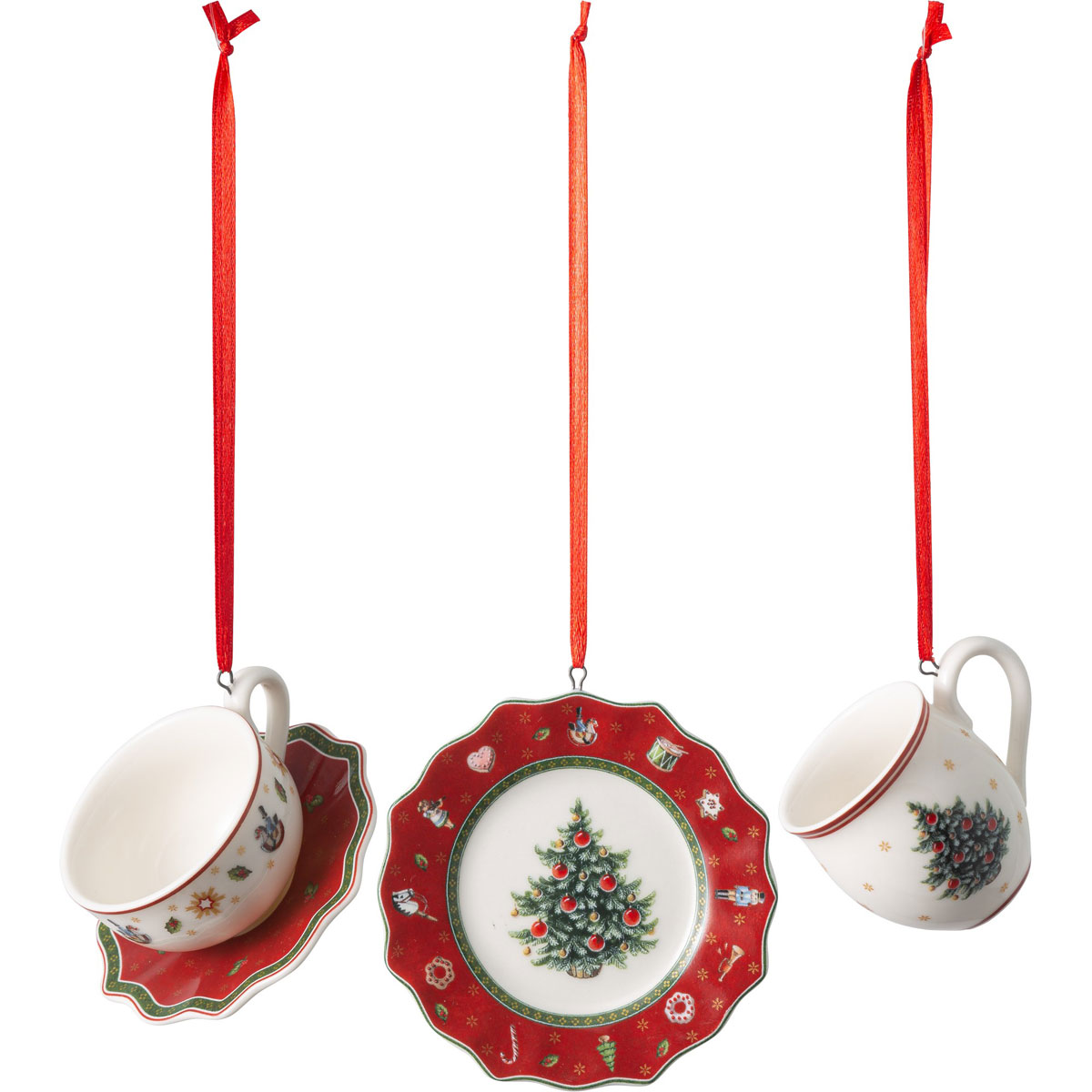 Villeroy and Boch Toys Delight Decoration Ornaments, Tableware, Red Set of 3