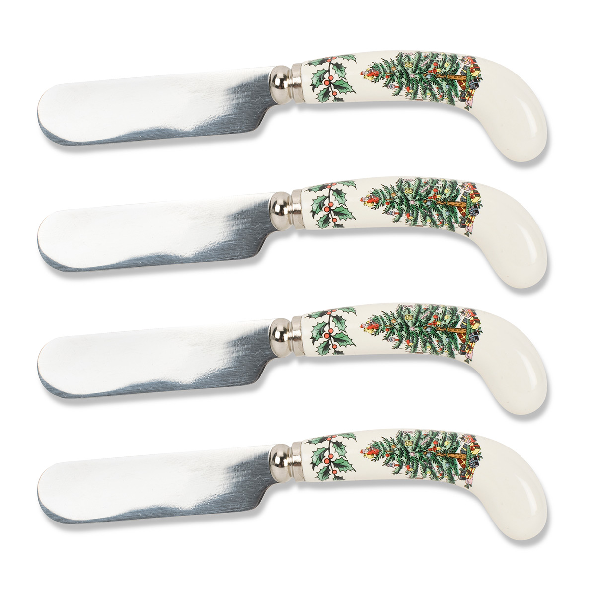 Spode Christmas Tree Cutlery Set Of 4 Spreaders, Ceramic Handle