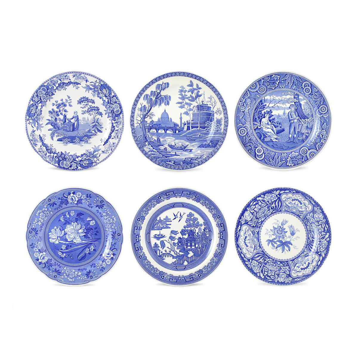 Spode Blue Room Set of 6 Assorted Georgian Plates