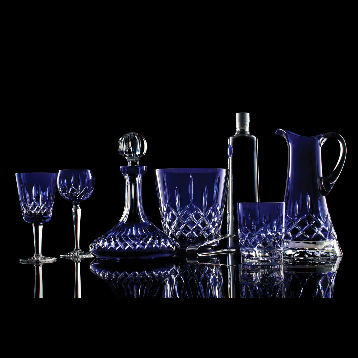 Waterford Crystal, Classic Lismore Cobalt Crystal Ships Decanter