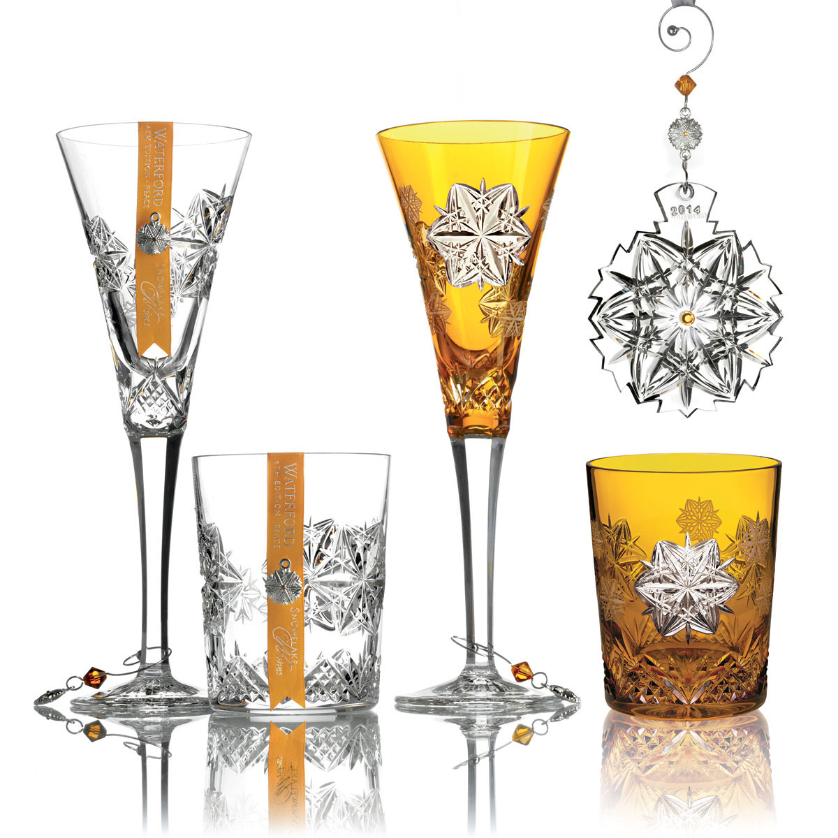 Waterford Crystal, Snowflake Wishes Peace Amber DOF Tumbler, Single