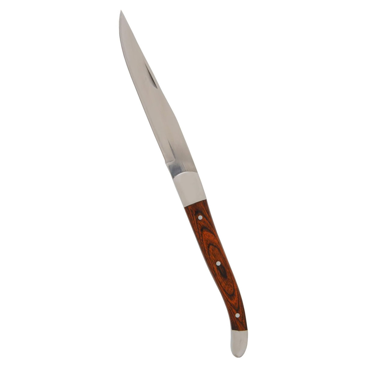 Fortessa Stainless Flatware Provencal Dark Wood Handle Non Serrated Steak Knife, Single