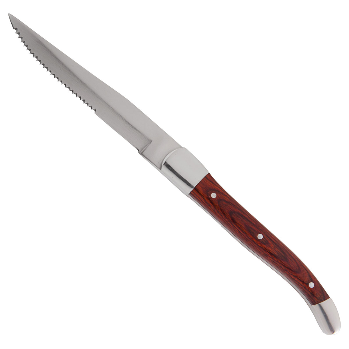 Fortessa Stainless Flatware Provencal Dark Wood Handle Serrated Steak Knife, Single