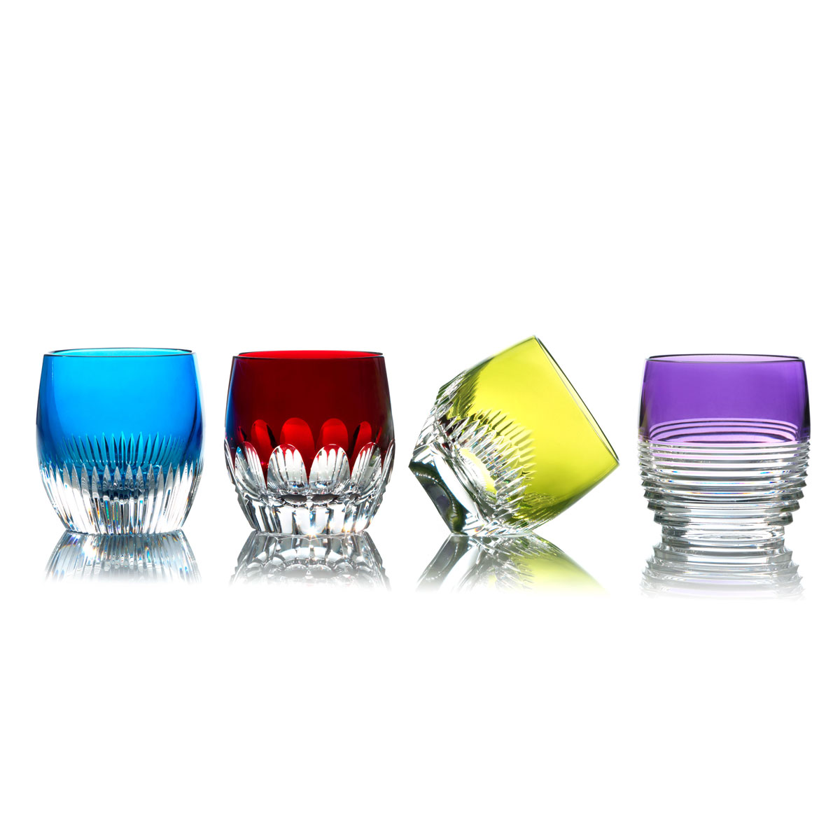 Waterford Crystal, Mixology Mixed Crystal DOF Tumbler Colored, Set of Four