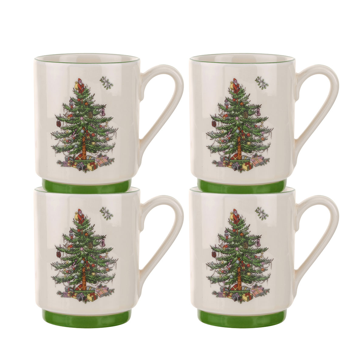 Spode Christmas Tree Set of 4 Stacking Mugs