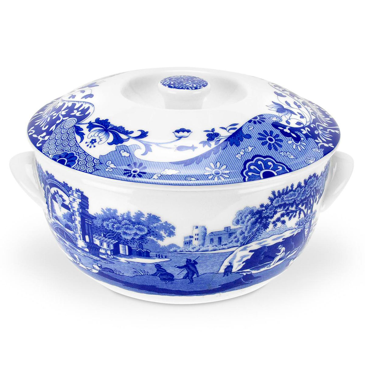 Spode Blue Italian Bakeware Round Covered Deep Dish