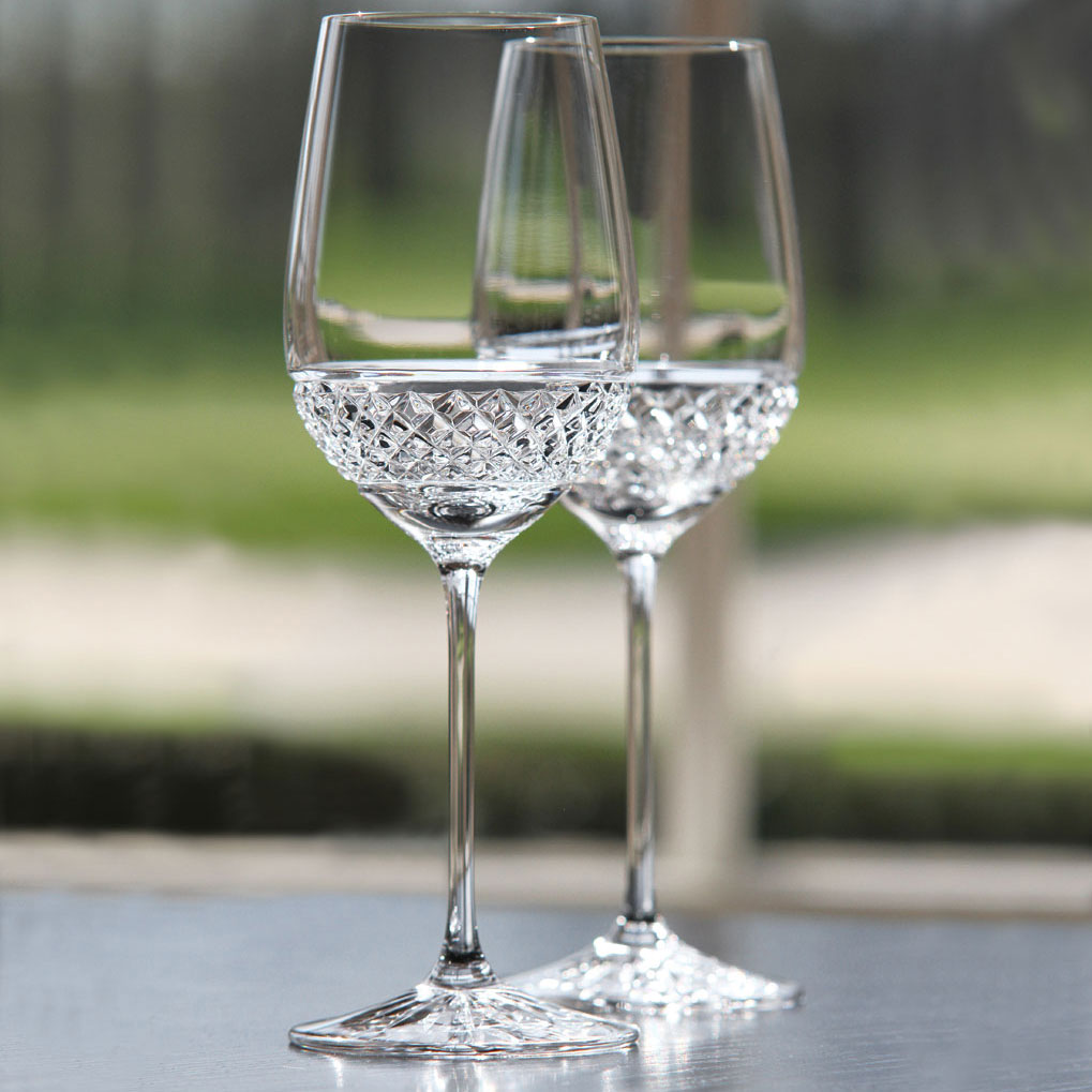 Cashs Ireland, Cooper Crystal White Wine Glasses, Pair