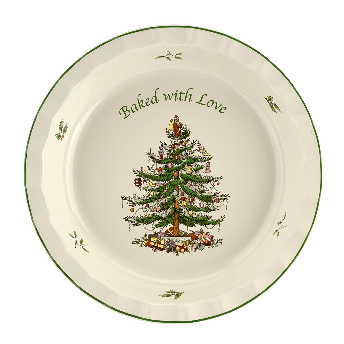 Spode Christmas Tree Bakeware Pie Dish, Baked With Love