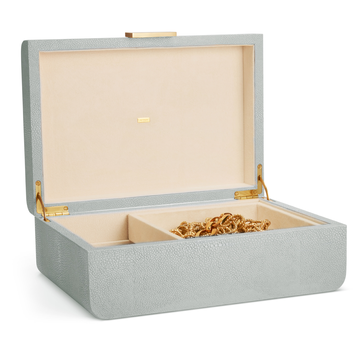 Aerin Modern Shagreen Large Jewelry Box, Mist