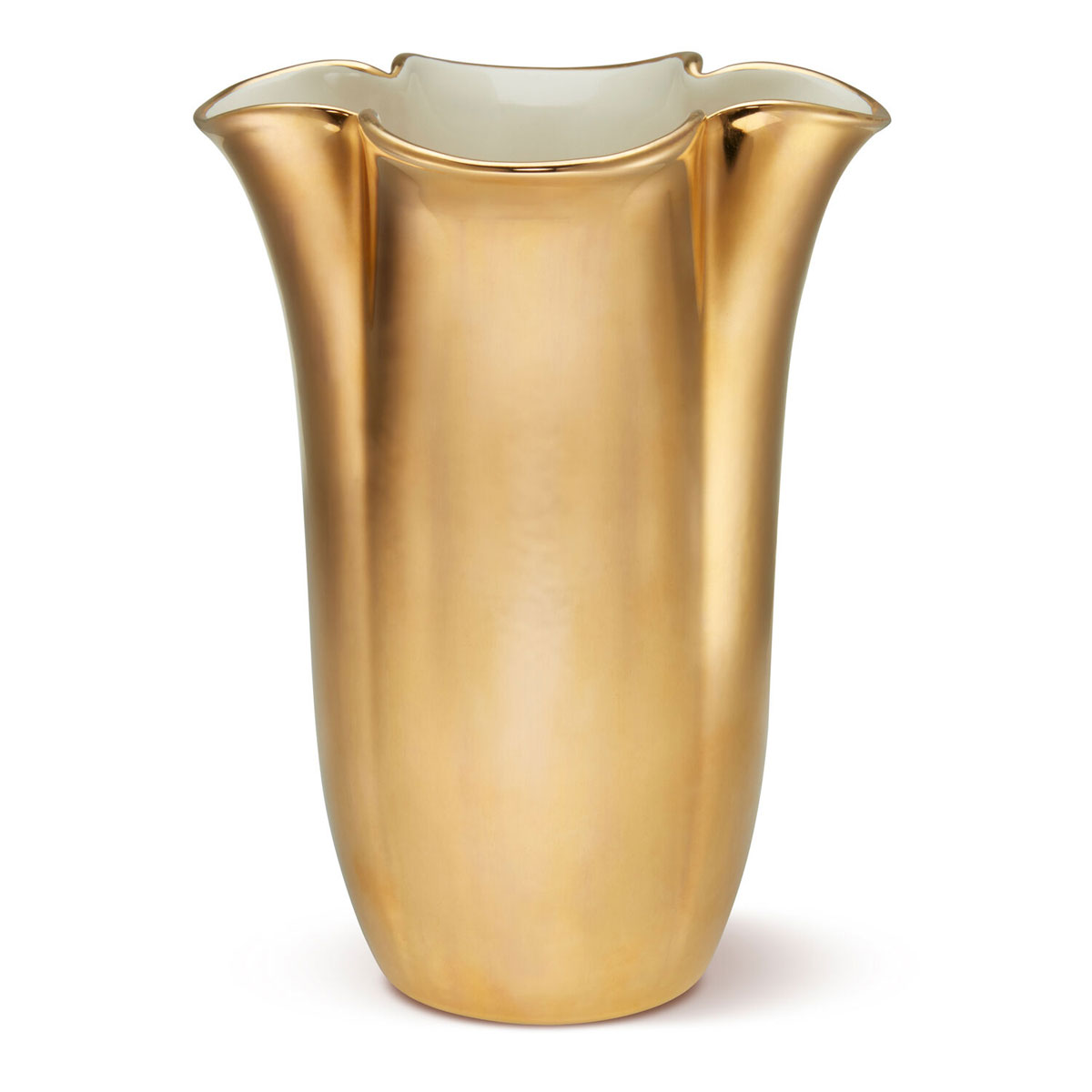 Aerin 8" Gilded Clover Vase, Gold, Cream