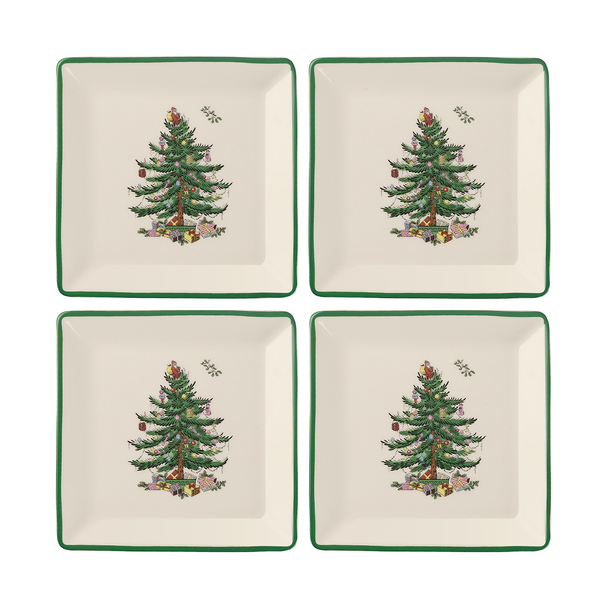 Spode Christmas Tree Serveware Set Of 4 Tidbit Plates