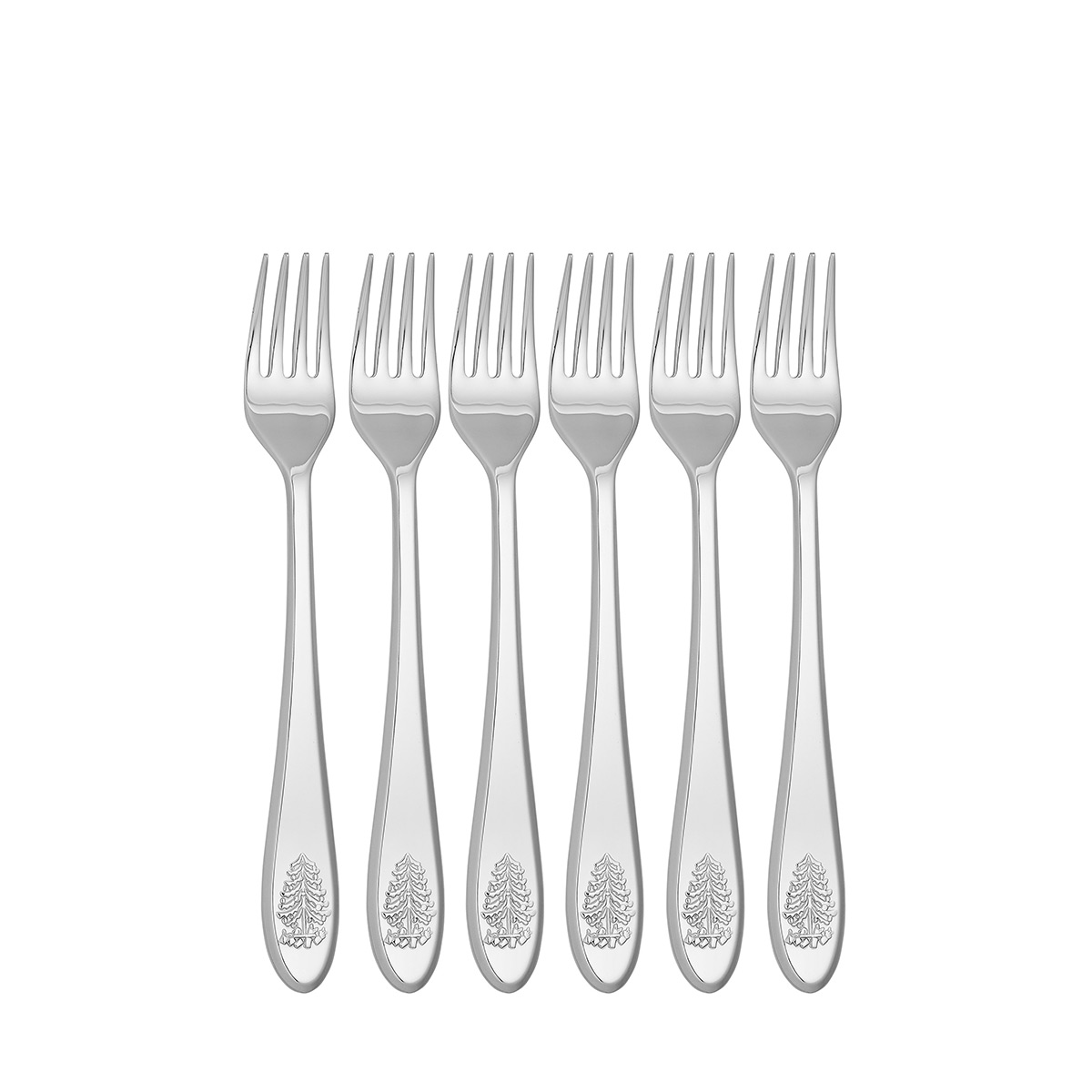 Spode Christmas Tree Cutlery Set Of 6 Cocktail Forks, Stainless