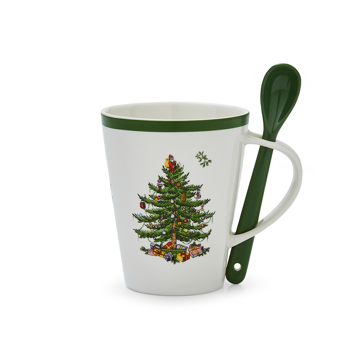Spode Christmas Tree Serveware Traditional Mug And Spoon Set 14Oz