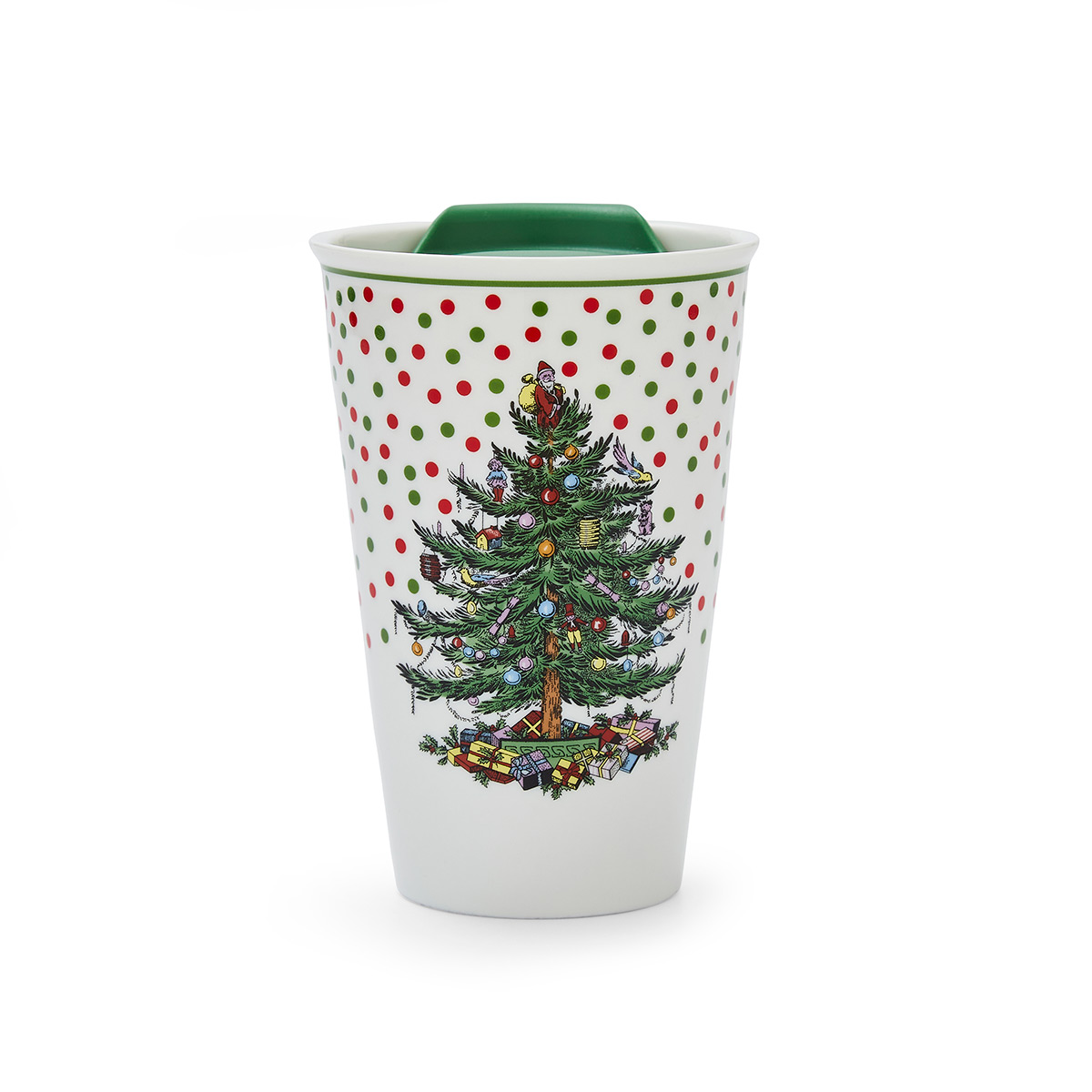 Spode Christmas Tree Polka Dot Travel Mug 8Oz