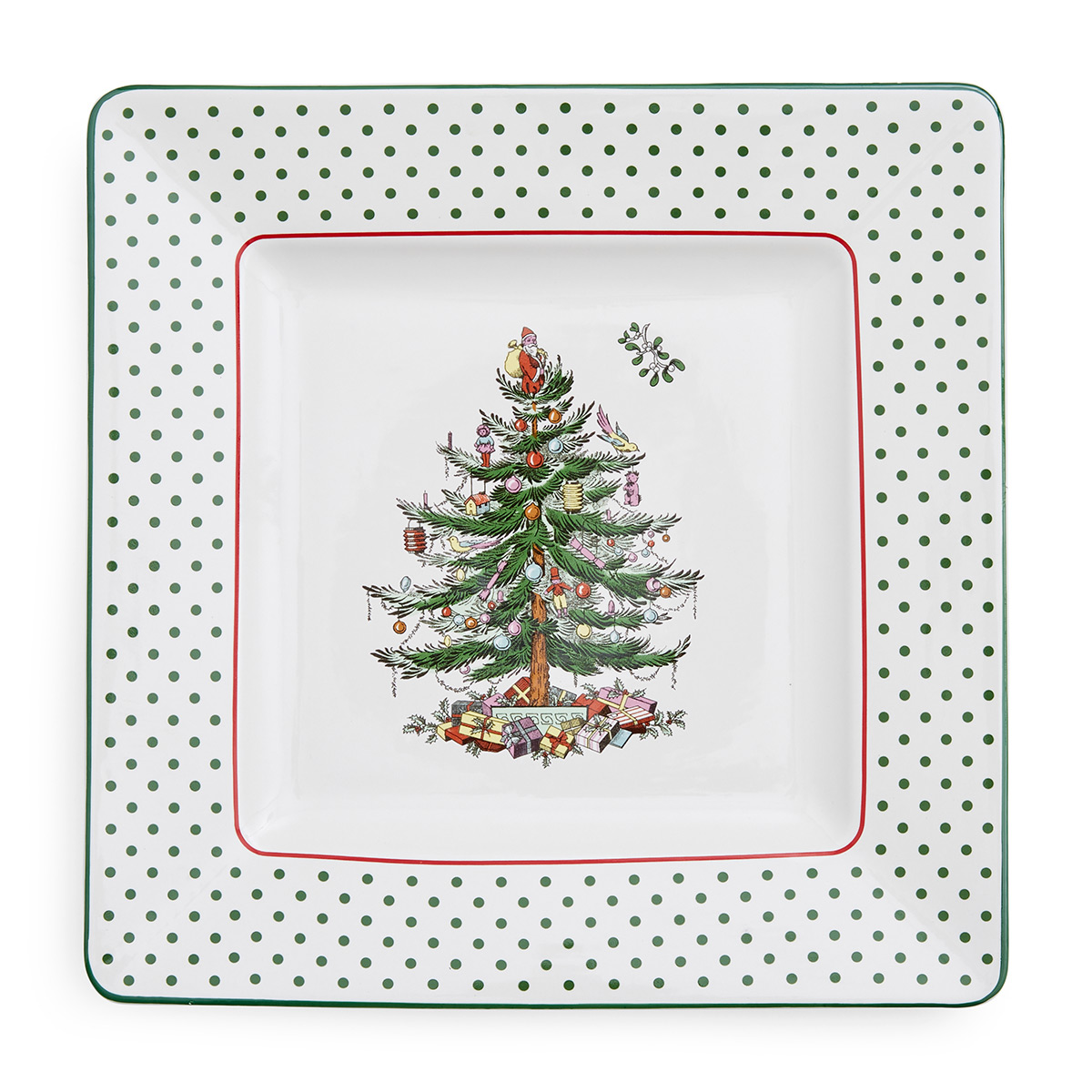 Spode Christmas Tree Polka Dot Square Platter