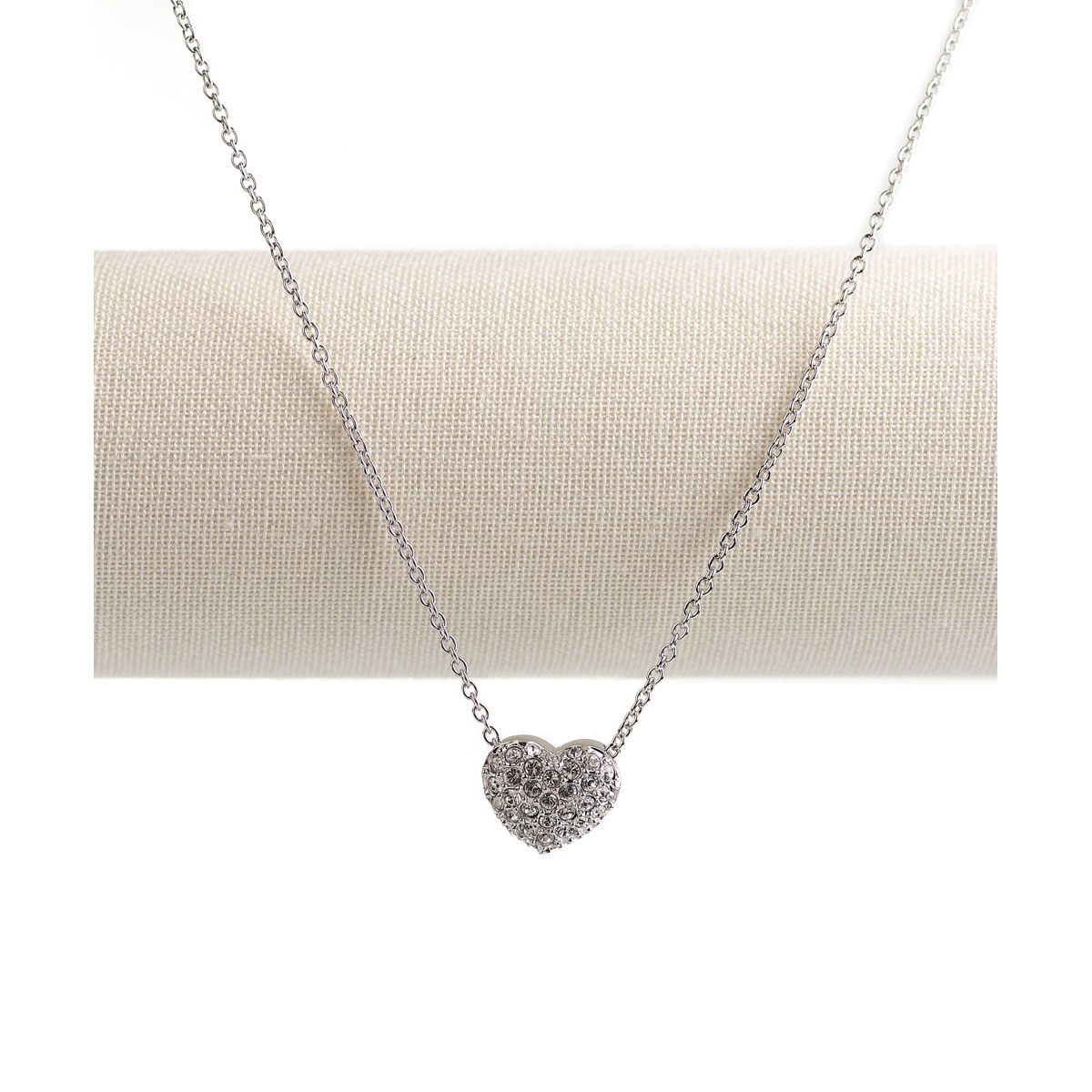 Swarovski Rhodium and Crystal Pave Heart Pendent Necklace | Crystal ...
