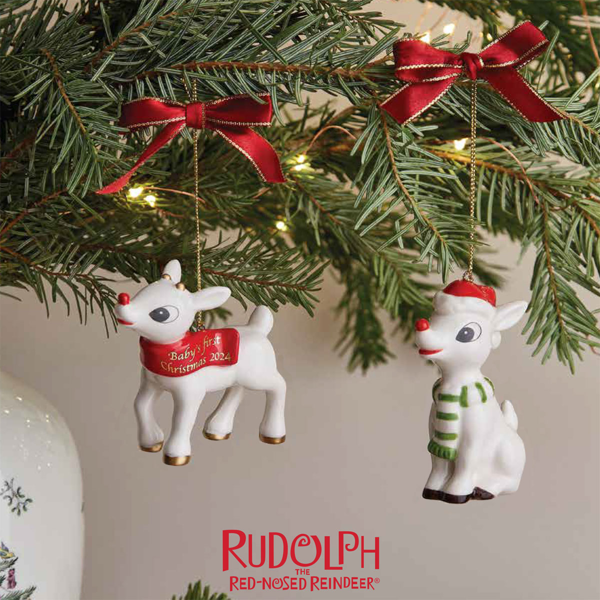 Spode 2024 Christmas Rudolph with Scarf Ornament