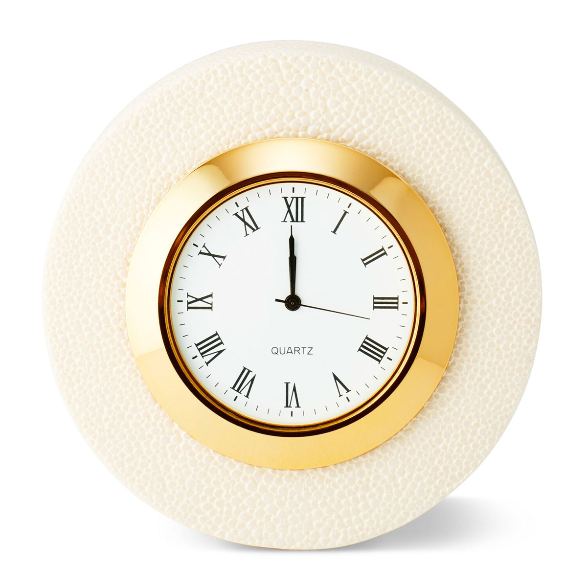 Aerin Shagreen Desk Clock, Cream
