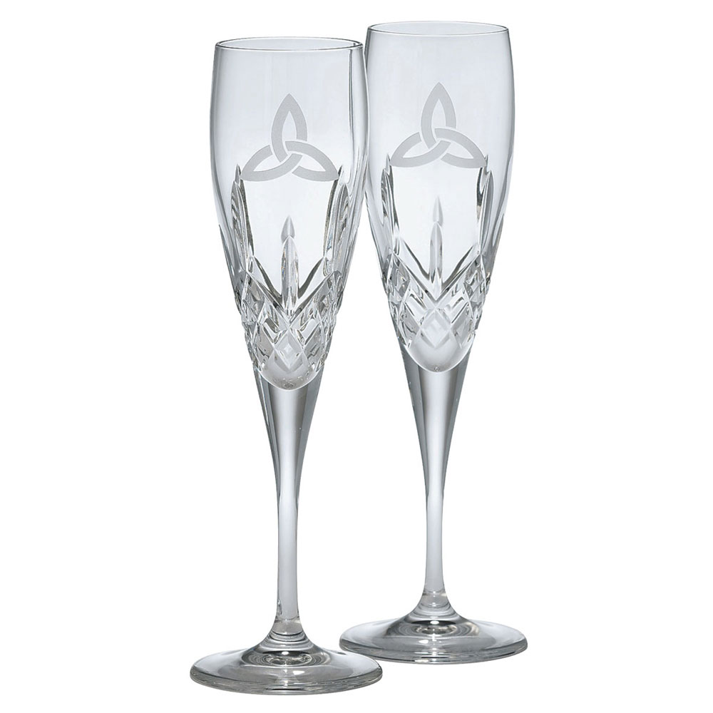 Galway Crystal Trinity Knot Flute, Pair