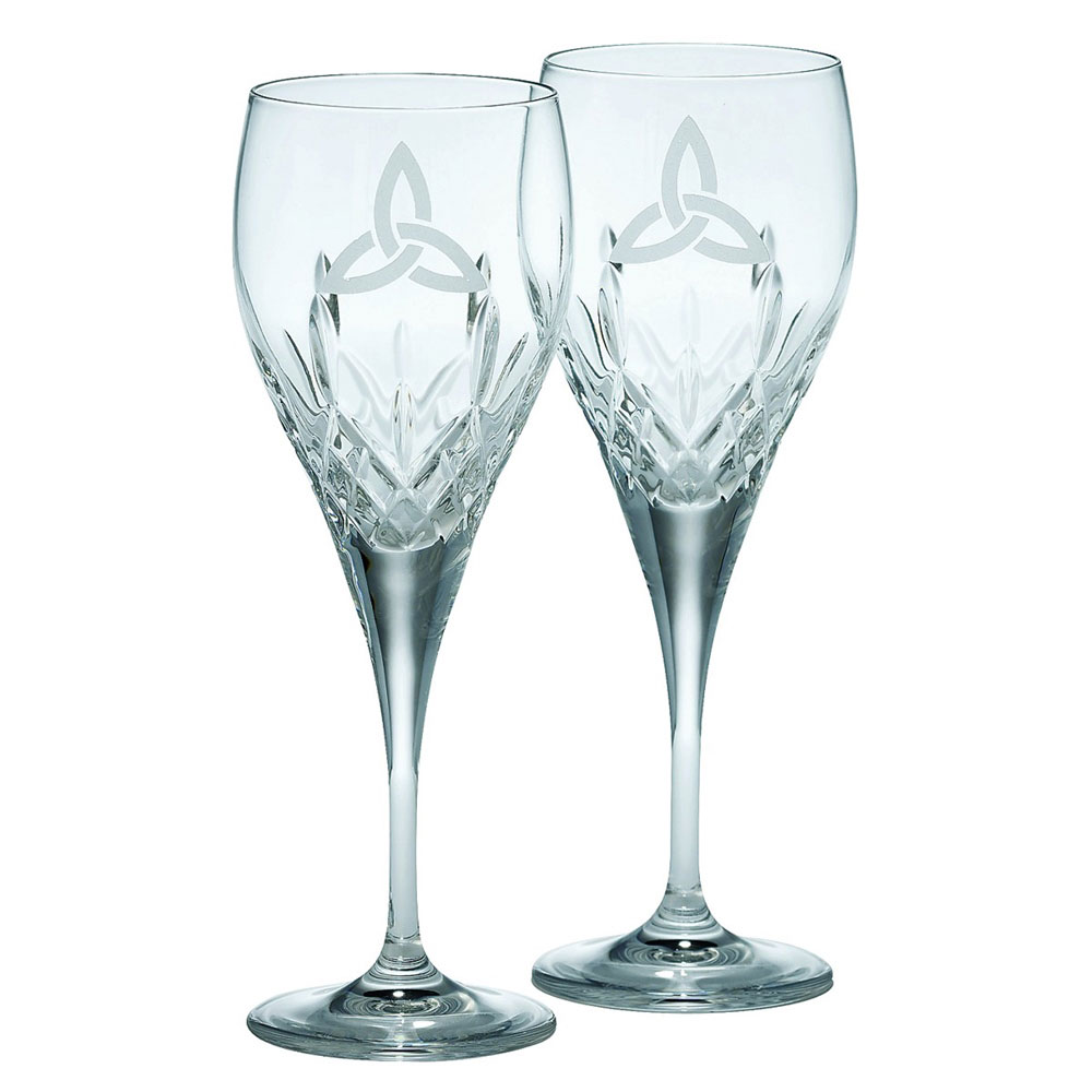 Galway Crystal Trinity Knot Goblet, Pair