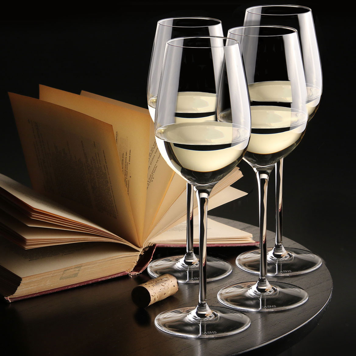 Cashs Ireland, Grand Cru Handmade, White Wine Crystal Glasses, Set of 3+1 Free