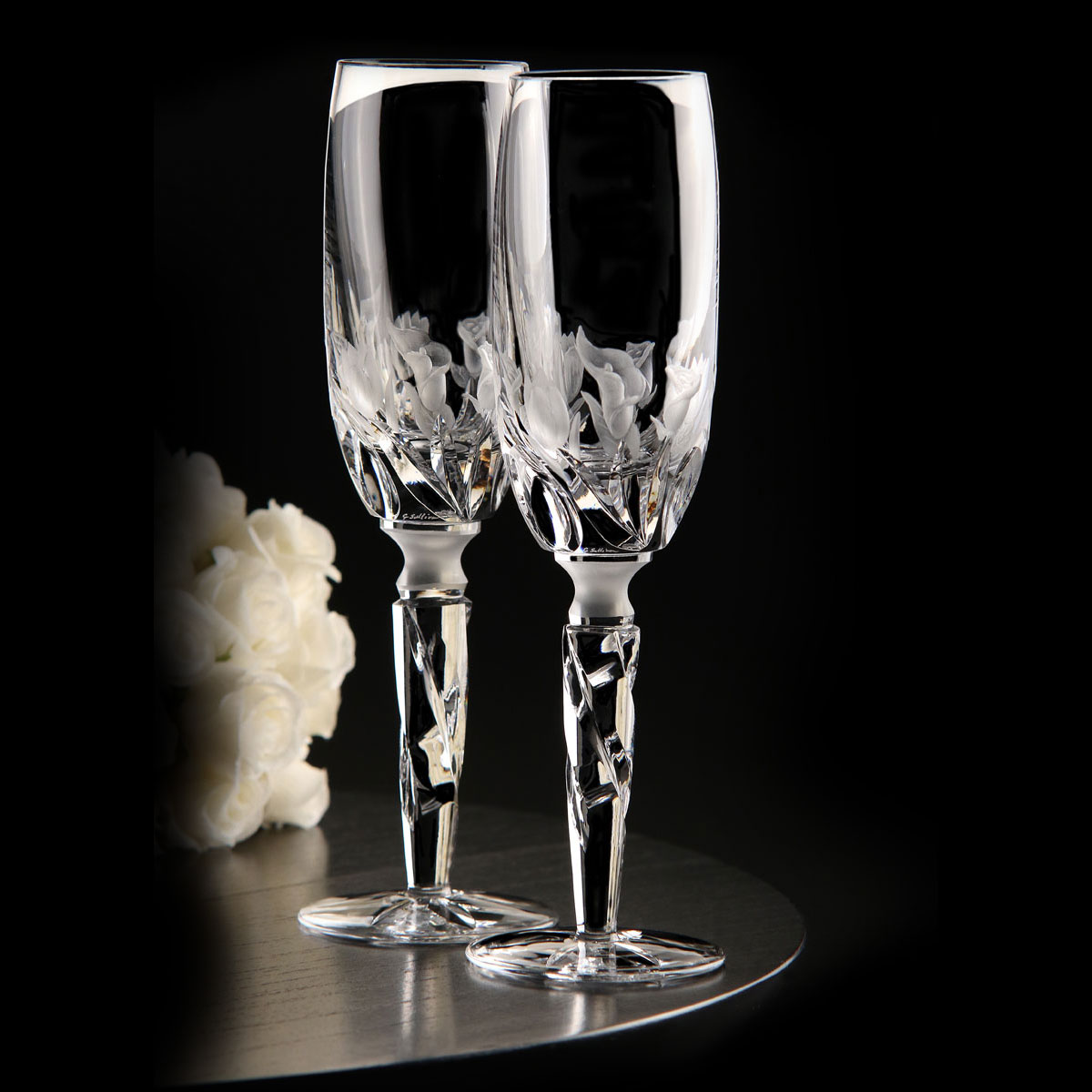Cashs Ireland, Art Collection Wedding Bouquet Crystal Flutes Pair, Limited Edition