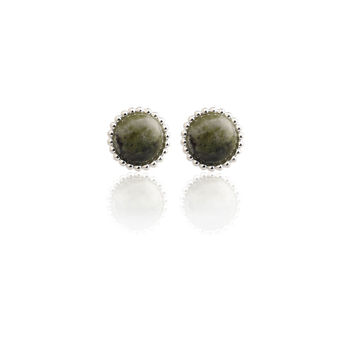 Cashs Ireland, Connemara Marble Button Earrings, Pair