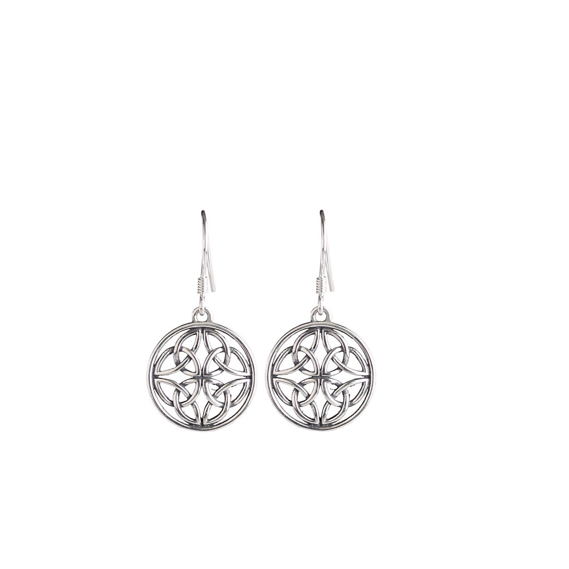 Cashs Ireland, Sterling Silver Celtic Trinity Knot Round French Hook Earrings, Pair