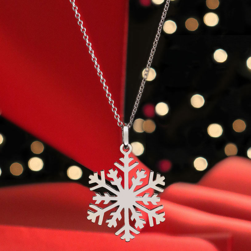 Cashs Ireland, Sterling Silver Winter Snowflake Pendant Necklace