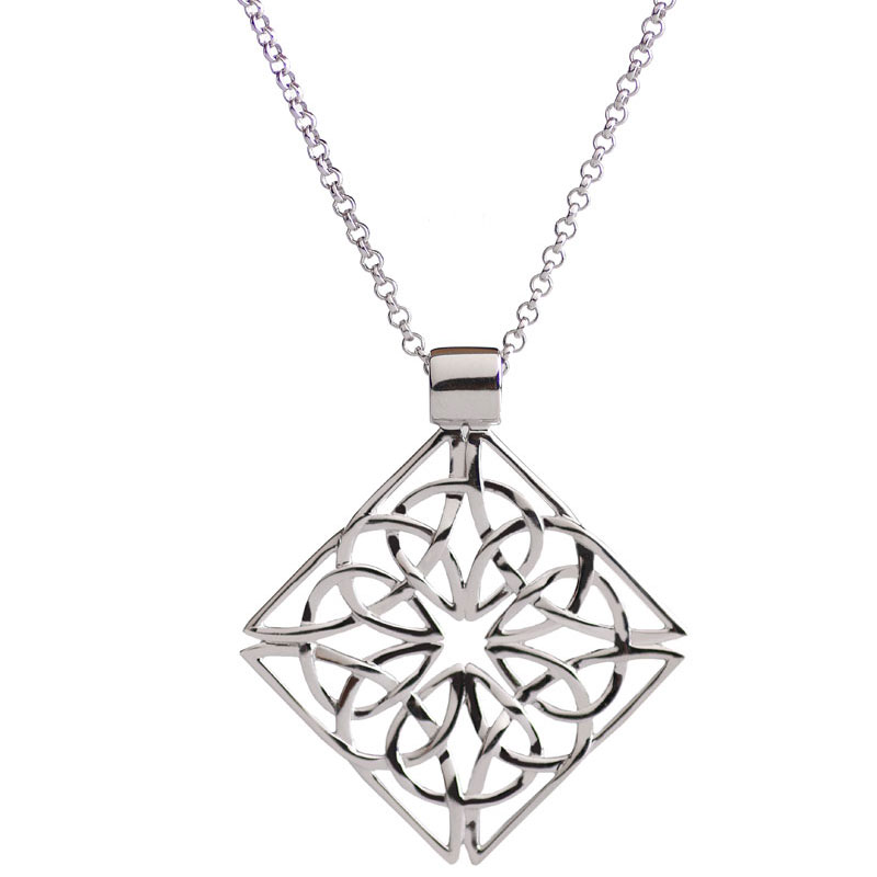Cashs Ireland, Sterling Silver Trinity Knot Diamond Pendant Necklace