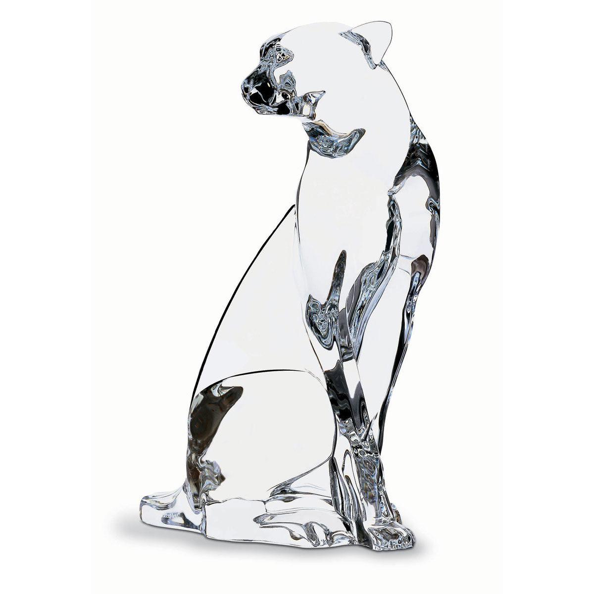 Baccarat Crystal, Seated Cheetah On Watch