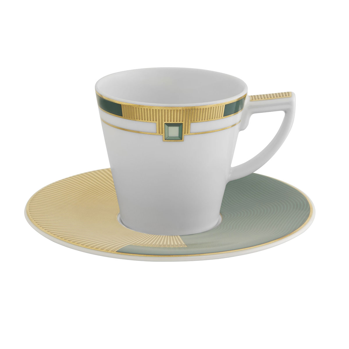 Vista Alegre Porcelain Emerald Espresso Cup and Saucer